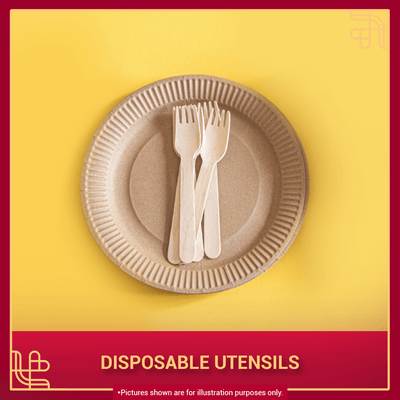 Disposable Bio-degradable Plate, Cutlery & Serviette (1 Set)